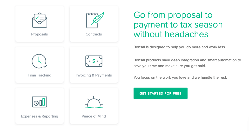 Hello Bonsai is an all-around suite of tools designed with freelancers in mind