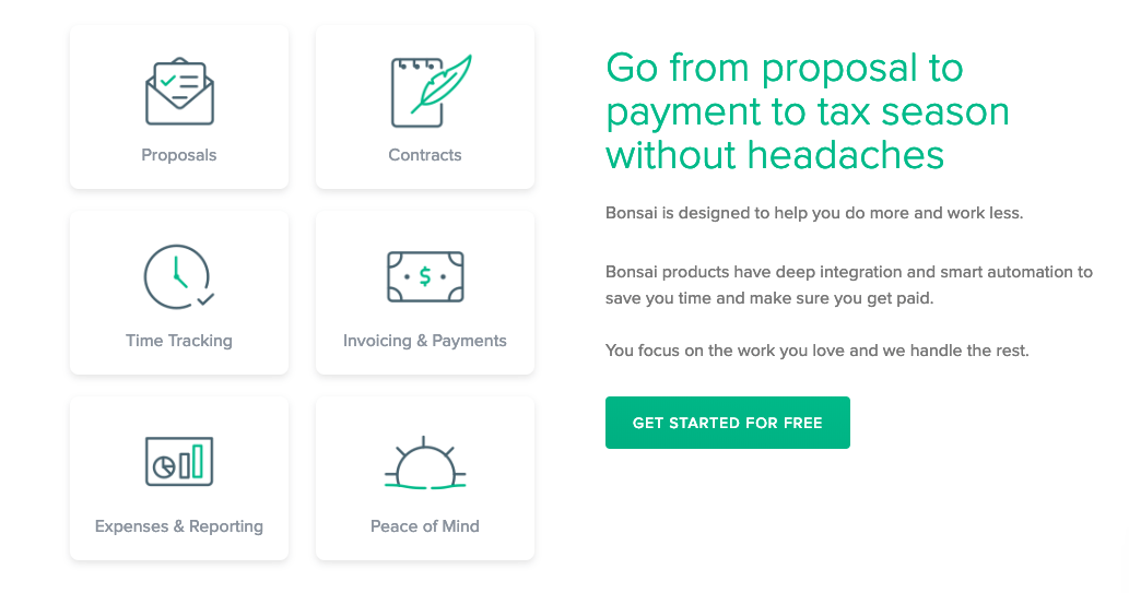 Hello Bonsai is an all-around suite of tools designed with freelancers in mind
